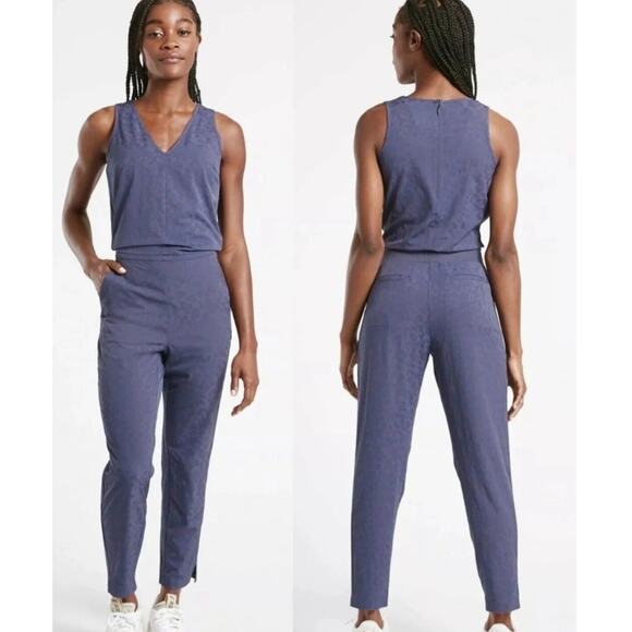 ATHLETA Brooklyn Textured Jumpsuit in Medieval Violet   Size: 10 - Picture 1 of 4